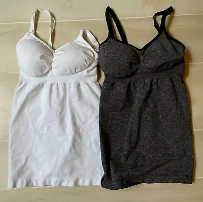 BRAVADO Basics White Gray Lot Of 2 Maternity Nursing Cami Tank Tops Size Small • $13