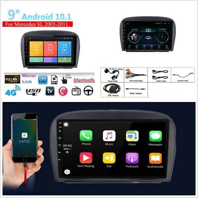 9''Android 10.1 1＋16GB Car Stereo Radio GPS For Mercedes Benz SL R230 SL350 SL55 • $165.29