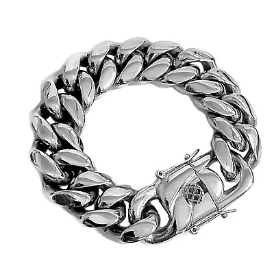 Mens 316L Stainless Steel  Miami Cuban Link Bracelet Heavy 8.5  X 22MM Thick • $43.95