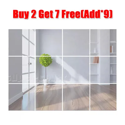 £1.58 • Buy 3D Mirror Tiles Wall Stickers Self Adhesive Square Decor Stick On Art Home UK