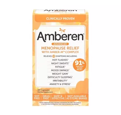 Amberen Advanced Menopause Relief With Amber M Complex 60 Capsules (LOT OF 2) • $16.61