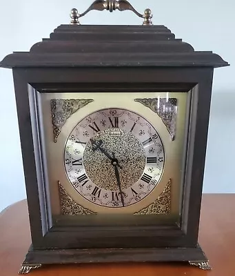 Vintage Bulova Chime Wooden Cabinet Mantel Clock 11.5  X 14.5  Working • $41.99