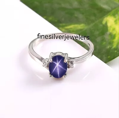 Vintage Blue Star Sapphire Ring Sterling Silver 925 Lindy Star Ring • $32.39