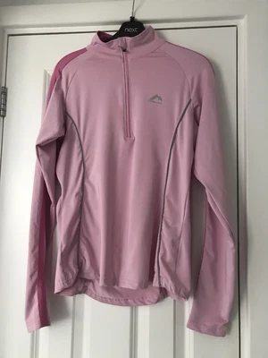 More Mile U.K. 12 Pink Sports Active Fitness Top Zip Up Neck Long Sleeves • £3.99