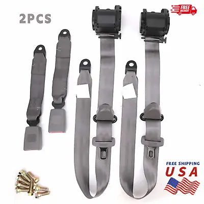 2PCS 3-Point Retractable Adjustable Safety Seat Belt Straps Car Vehicle Belt Kit • $46.99