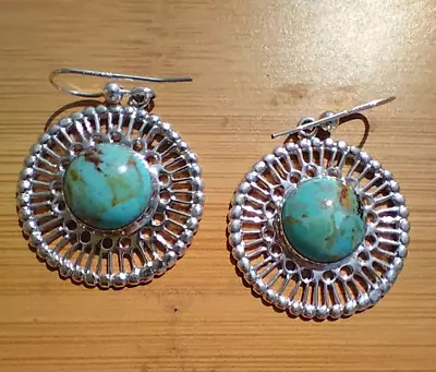 Jay King DTR Mine Finds Turquoise Scroll Earrings 925 Sterling Stunning • $49