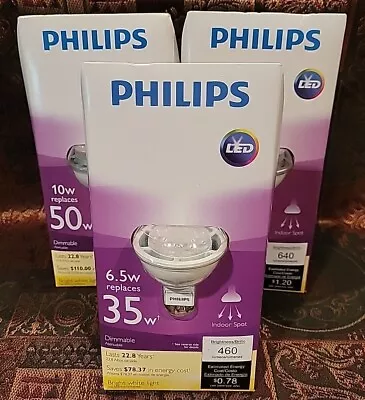 X3 Philips MR16 Mini Bi-Pin Dimmable 6.5w 460 Lumens Indoor LED Lightbulbs 3000K • $29.99