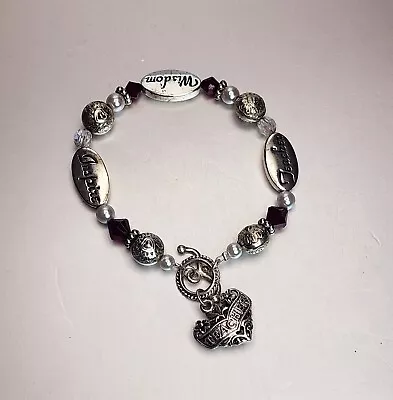 Vintage Teacher Wisdom Inspire Real Sterling Silver Charm Bracelet • $13.95