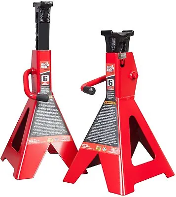 BIG RED T46202 Torin Steel Jack Stands: 6 Ton (12000 Lb) Capacity Red 1 Pair • $63.22