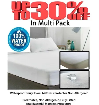 Waterproof Terry Towel Mattress Protector Bed Cover Non-Allergenic Sheet Pack 2  • £11.95