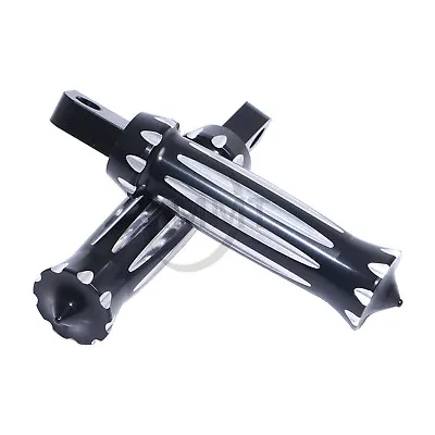 Pair Black CNC Cut Foot Pegs Footrest For Harley Touring Dyna FLSTF V-Rod FXSTB • $16.13