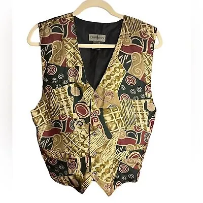 Vintage Robert Stock 100% Silk Retro Artsy Men's Vest Size Small • $50