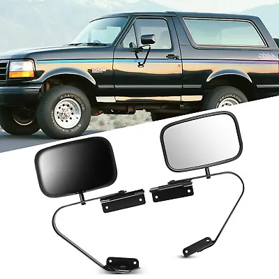 Pair For Ford F100 F150 F250 F350 450 Truck Manual Black Steel Side View Mirrors • $38.25