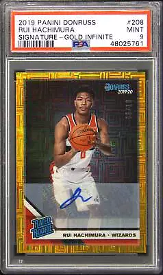 $399.99 • Buy 2019 Panini Donruss #208 Rui Hachimura Gold Infinite Autograph Rookie 6/10 PSA 9