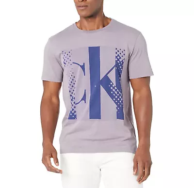 Calvin Klein Men Monogram Short-Sleeve Crew-Neck Cotton T-Shirt Gray Ridge 2XL • $30.99