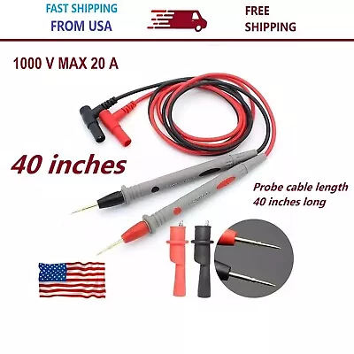 Multimeter Test Leads For Fluke Meter + Electrical Alligator Clip Probes 20A 40  • $8.49