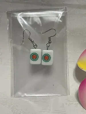 Miniature Mahjong Tile Earrings1 PinzuDotKawaiiHandmadeLead & Nickel Free • $11.98