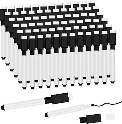 72pcs Black Magnetic Dry Erase Markers With Eraser Cap White Board Mini Dry Era • $17.99