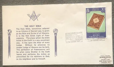 £4.99 • Buy FDC Special Stamp Cover Masons Masonic British Virgin Islands 1977 The Bible