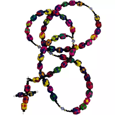 Traditional Mexican Handmade Multicolor Palm Rosary Religious Rosario • $14.99