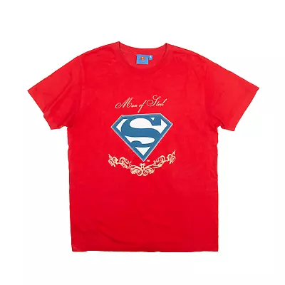 Superman Man Of Steel T-Shirt Red Short Sleeve Mens S • £7.99