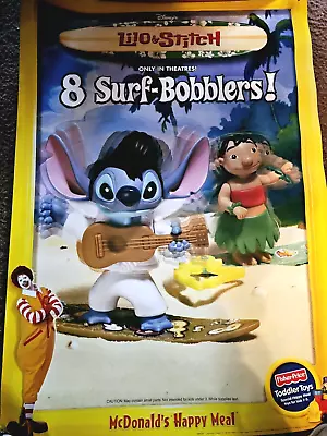 McDonald’s Happy Meal Disney Stitch Surf Bobblers Store Display Poster 2 Sided  • $4.99
