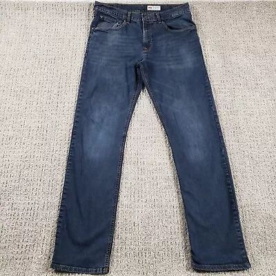 WRANGLER Jeans Mens 32x31 Blue Slim Straight Stretch Denim Pant Cowboy Tag 34x32 • $12