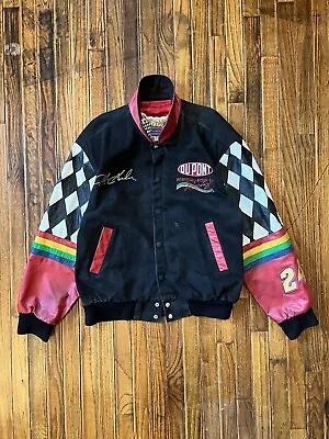 Rare Vintage Jeff Hamilton Nascar Jeff Gordon Dupont Leather Racing Jacket XL • $109.99