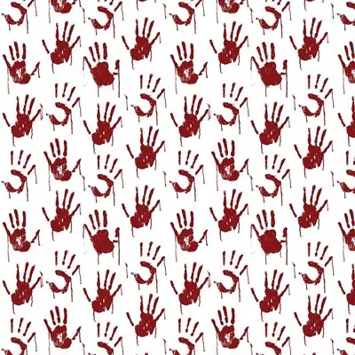 100% Cotton Digital Fabric Blood Handprints Halloween 140cm Wide • £4