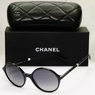 Chanel Pearl Polarized Sunglasses Black Round Gradient 5391-H C.501/S8 130523 • £245