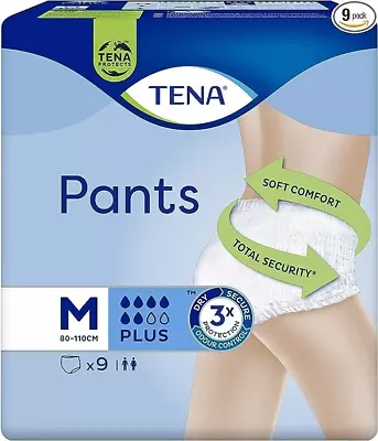 £8.99 • Buy TENA Pants Plus Medium Pack Of 9 Incontinence PULL ON BRIEFS KNICKERS NAPPY PANT
