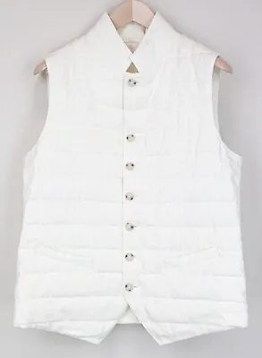 SUITSUPPLY Padded Waistcoat Men Vest M White Slim Breathable Linen Down Twill • $171.03