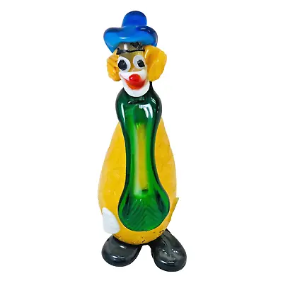 Vintage Murano Yellow Summer Squash Clown 8.75  Italian Blown Glass Figurine • $12.50