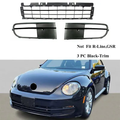 Front Bumper Lower Grill With Fog Lamp Cover Bezel Fit For VW Beetle 2012-16 • $86.68