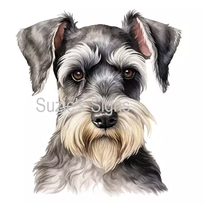 Miniature Schnauzer Dog Watercolor Fabric Block You Choose Size • $9.49