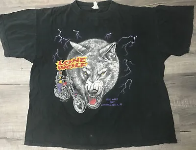 Vintage 1997 Bike Week XL T-shirt Daytona Beach FL 56th Annual 3D Lone Wolf Tee • $43.45