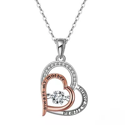 Birthstone Mom Necklace For Mother By Ginger Lyne Sterling Silver Swinging CZ • $24.99