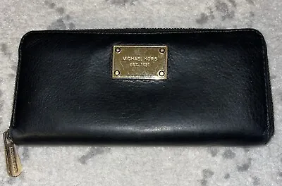 Michael Kors Black Leather  Zip Around Full Sized Wallet • $18.50