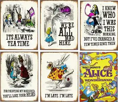 £2.59 • Buy Alice In Wonderland Vintage Style Metal Wall Signs Plaques 6 Designs And 3 Sizes