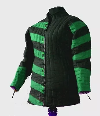 New Fancy Medieval Gambeson Black & Green Check Color Costume Reenactment • £84.99