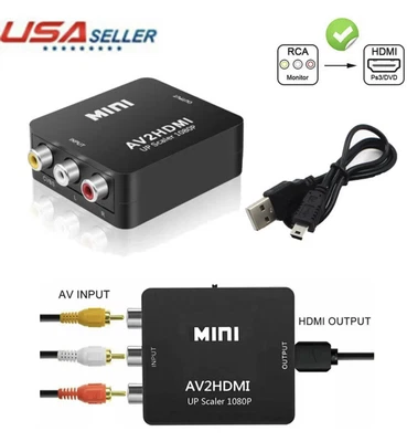 $1.99 • Buy Mini RCA AV To HDMI Converter Adapter 1080P 720P AV Input To Hdmi Video Output