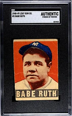 1948 Leaf #3 Babe Ruth SGC Authentic **Key Card** **Portrait** • $1995