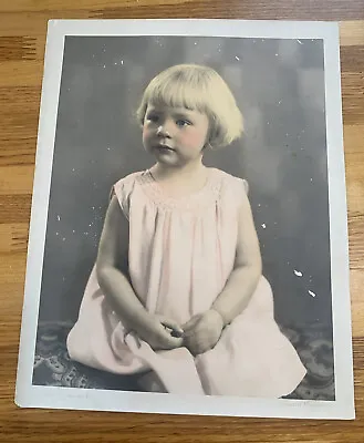 1930’s Hand Tinted Photo Little Girl W/ Blonde Hair John Wanamaker Underwood • $7.99