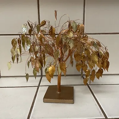 Vintage Gold Leaf  Metal Wire Sculpture 8”Dream Tree Mid Century Modern Decor • $24.99