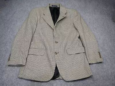 Polo University Club Blazer Sport Coat Mens 40R Beige Black Houndstooth Wool • $49.99