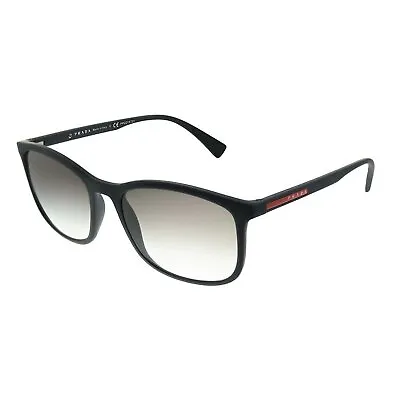Prada PS01TS DG00A7 Black Rubber Rectangle Sunglasses Grey Gradient Lens • $114.99