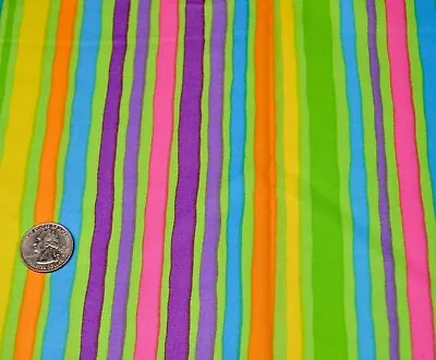 Moda PETAL PUSHERS 22004 ME & MY SISTER Cotton Fabric Neon Stripe 1 Yard • $12.99