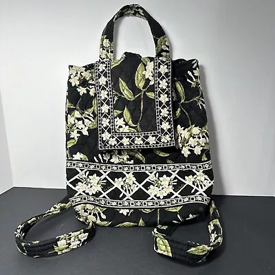 Vera Bradley Black Jasmine Print Pattern Boho Backpack Aprox. 12x10  • $25