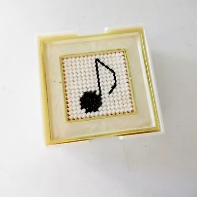 4 Vintage Music Themed Coasters Needlepoint On Plastic Canvas • $2.99