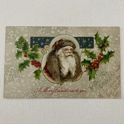 $24.95 • Buy Antique Christmas Postcard Santa Claus Brown Fur Trim John Winsch Back Germany
